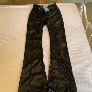 NWT Revice Flare Leg Leather Pants with Star Outline on Back